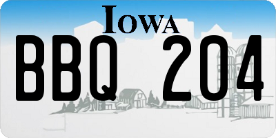 IA license plate BBQ204