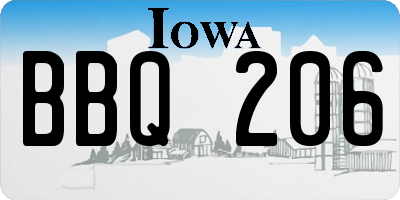IA license plate BBQ206