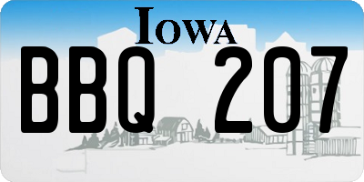 IA license plate BBQ207