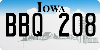 IA license plate BBQ208