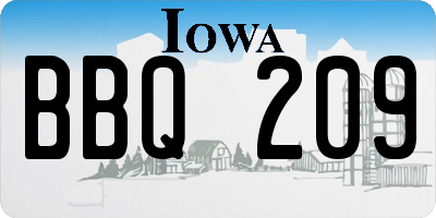 IA license plate BBQ209