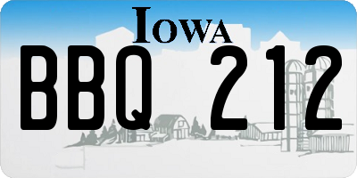 IA license plate BBQ212