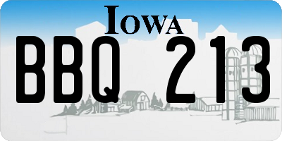 IA license plate BBQ213