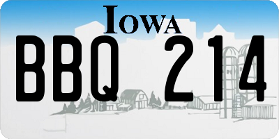 IA license plate BBQ214