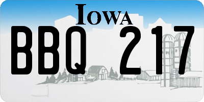 IA license plate BBQ217