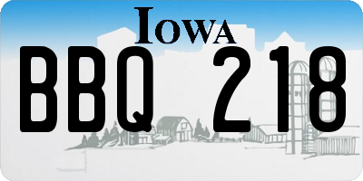 IA license plate BBQ218
