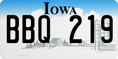IA license plate BBQ219