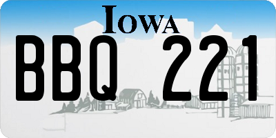 IA license plate BBQ221