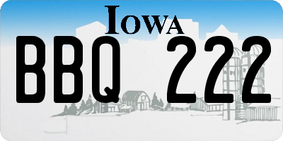 IA license plate BBQ222