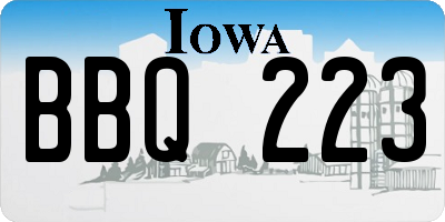 IA license plate BBQ223