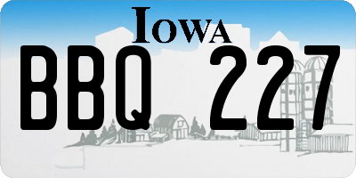 IA license plate BBQ227