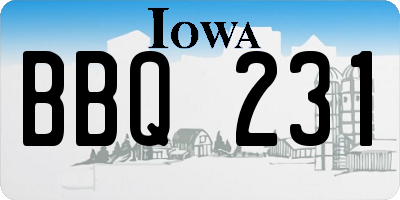 IA license plate BBQ231