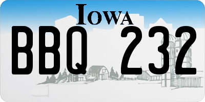 IA license plate BBQ232
