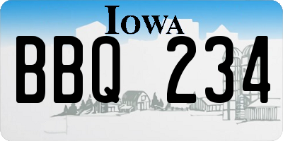 IA license plate BBQ234