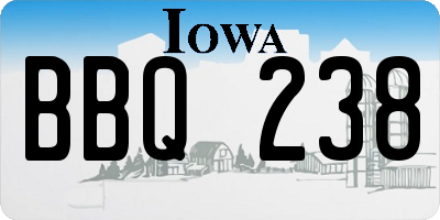 IA license plate BBQ238