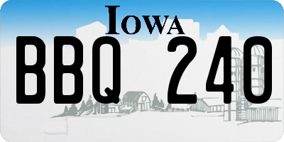 IA license plate BBQ240