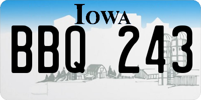 IA license plate BBQ243