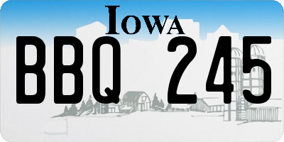 IA license plate BBQ245