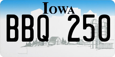 IA license plate BBQ250