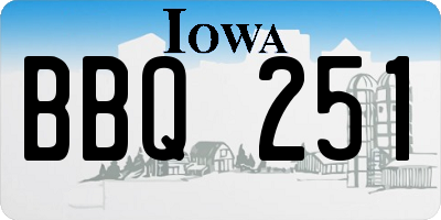 IA license plate BBQ251
