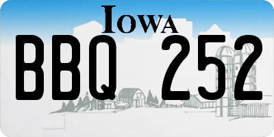 IA license plate BBQ252