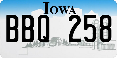 IA license plate BBQ258
