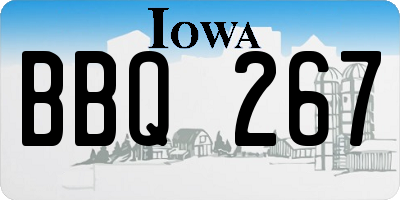 IA license plate BBQ267