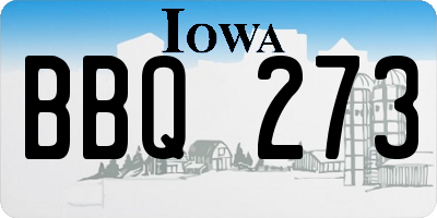 IA license plate BBQ273