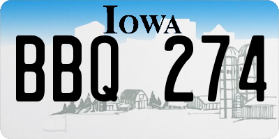 IA license plate BBQ274