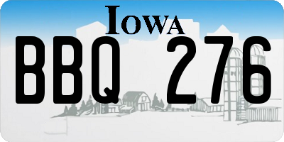 IA license plate BBQ276