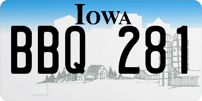 IA license plate BBQ281