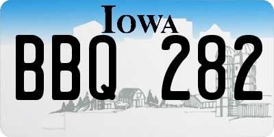 IA license plate BBQ282