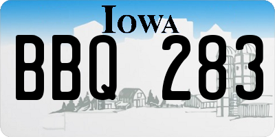 IA license plate BBQ283