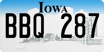 IA license plate BBQ287