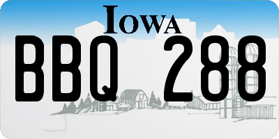 IA license plate BBQ288