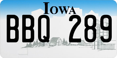 IA license plate BBQ289