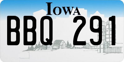 IA license plate BBQ291