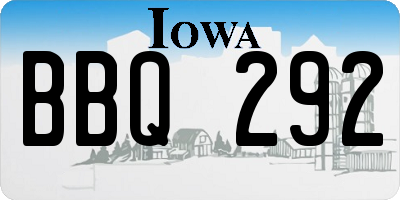 IA license plate BBQ292