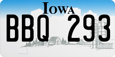 IA license plate BBQ293