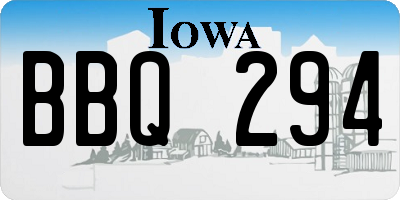 IA license plate BBQ294