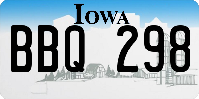IA license plate BBQ298