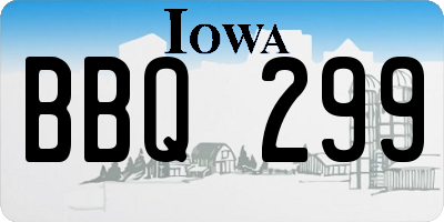 IA license plate BBQ299