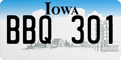 IA license plate BBQ301
