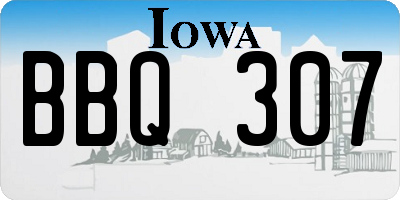 IA license plate BBQ307