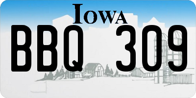 IA license plate BBQ309