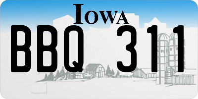 IA license plate BBQ311