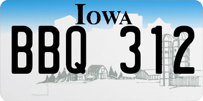 IA license plate BBQ312