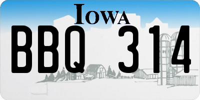 IA license plate BBQ314