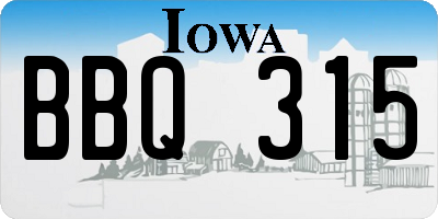 IA license plate BBQ315