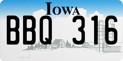 IA license plate BBQ316